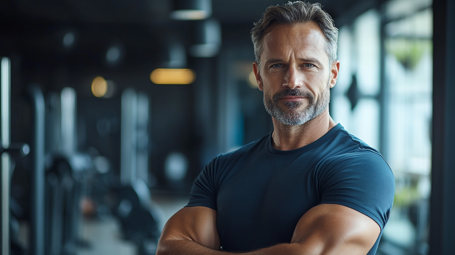 Сильний чоловік у тренуванні